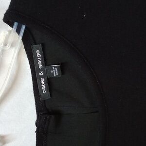 Cable & Gauge Black Long Sleeve Blouse Silky Button-Up Back and Front Pockets